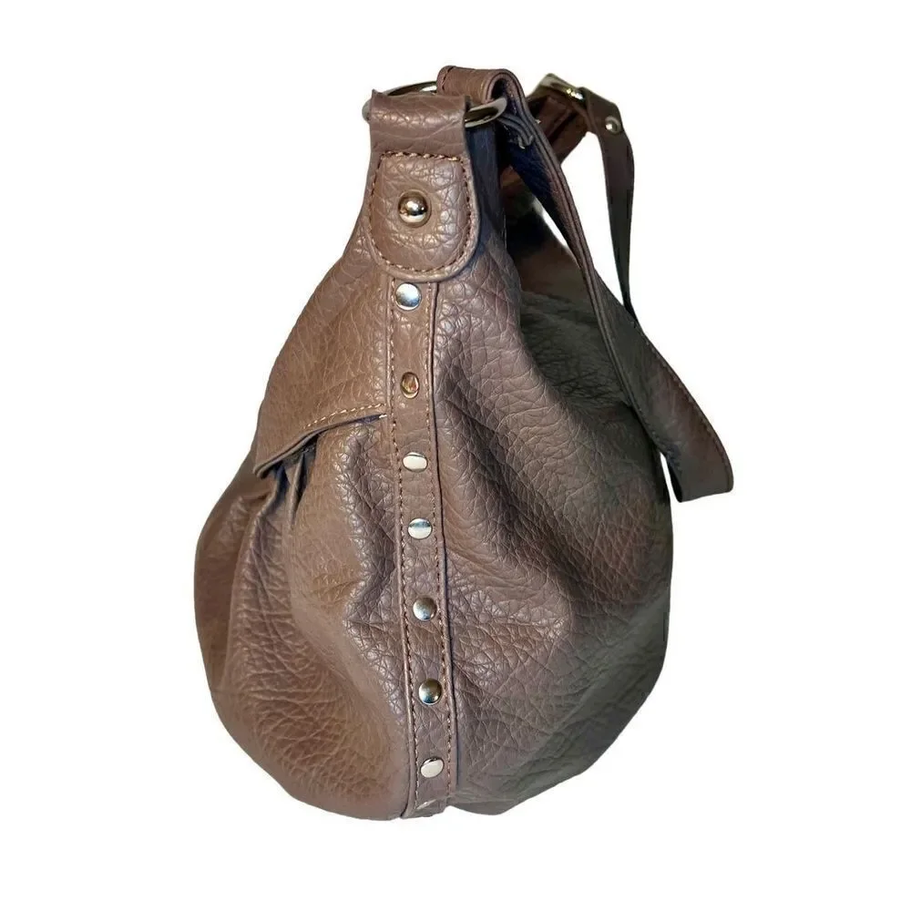 Nine West Large Gray Faux Pebble Leather Shoulder Bag